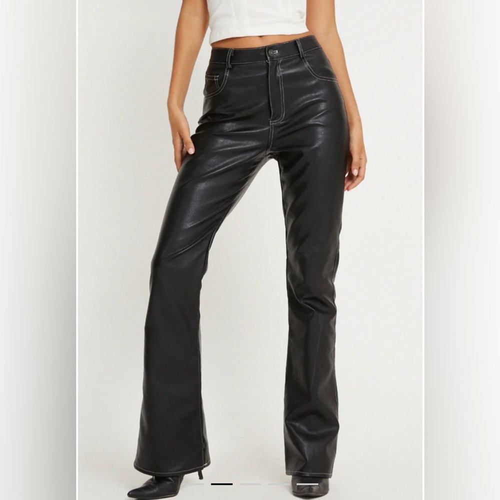 NWT Motel Rocks Zorea Trousers in PU with White Stitching